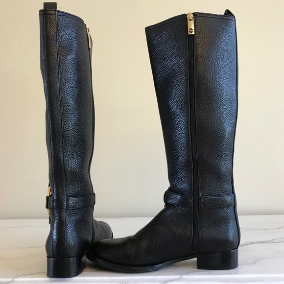 TORY BURCH BLACK TALL AMANDA RIDDING BOOTS - Picture 10 of 16